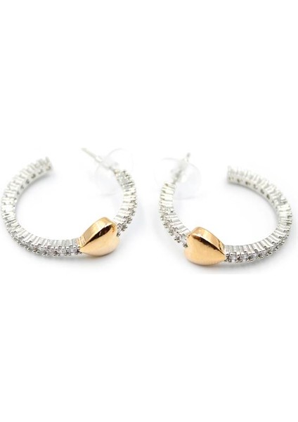 Kalp Halka Küpe - Gümüş