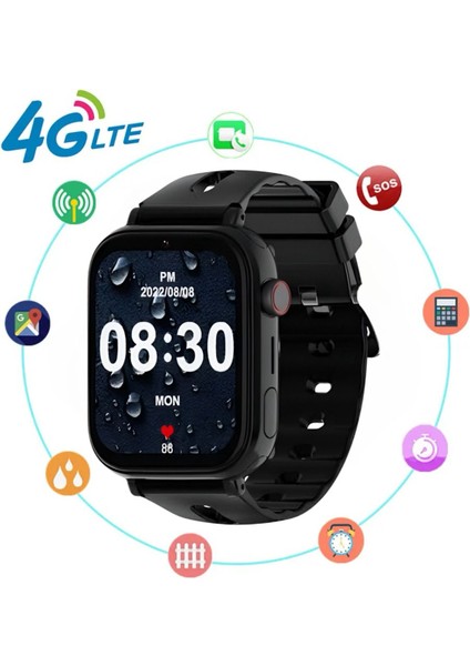 Siyah 4g Çocuk Saati, Gps, Görüntülü Arama, Anlık Takip, Kameralı, Btk Kayıtlı