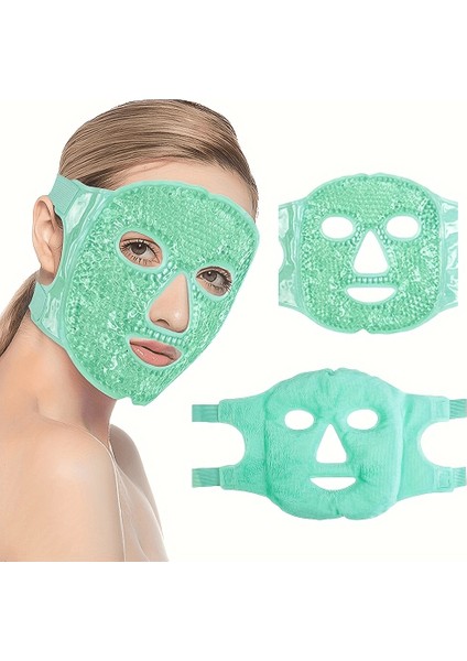 Terapi Jel Yüz Maskesi Soğuk ve Sıcak Boncuklu Ayarlanabilir Maske (Yeşil) ( Lisinya )