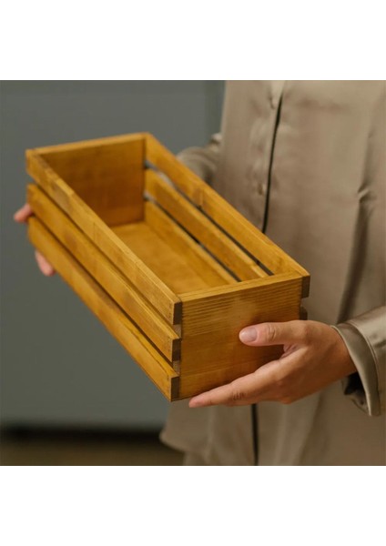 Ahşap Mutfak Düzenleyici Kutu, Kahverengi, Dekoratif ve Işlevsel Organizer