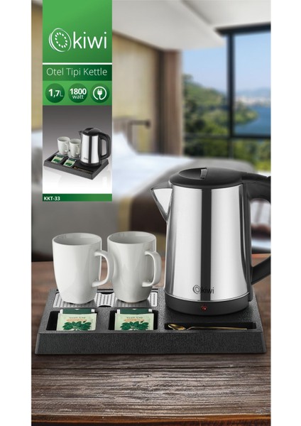 Paslanmaz Çelik Otel Tipi Kettle, Tepsili ve Şık Tasarım