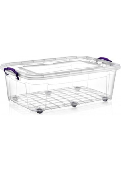 Derin Çok Amaçlı Saklama Kabı, 2 Tekerlekli, Beyaz, 40 cm