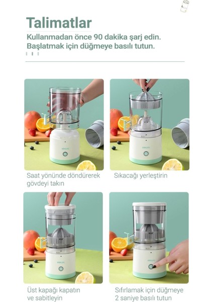 Kablosuz Taşınabilir Meyve Sıkacağı Portakal ve Narenciye Sıkıcı Beyaz fırsatları