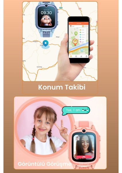 Pembe Harvox Çocuk Akıllı Saati, Gps, Arama ve Konum Takibi, 4g Destekli modelleri