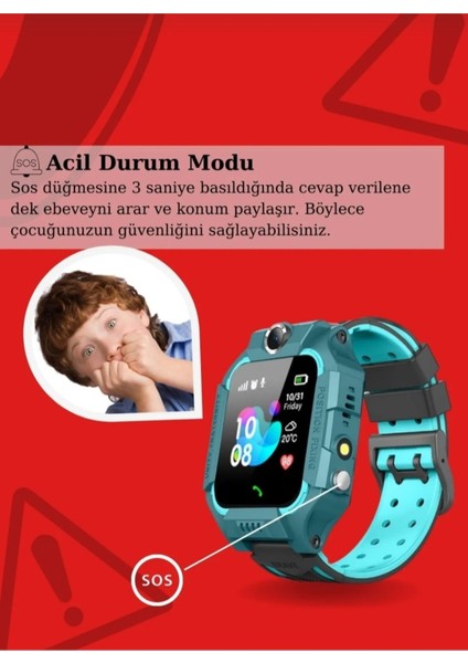 Yeşil Gps Akıllı Çocuk Takip Saati Sim Kartlı Gizli Dinleme Özellikli
