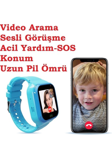 Lacivert Çocuk Akıllı Saati Kameralı ve Sim Kartlı, Eğlenceli ve Güvenli Kullanım fırsatları