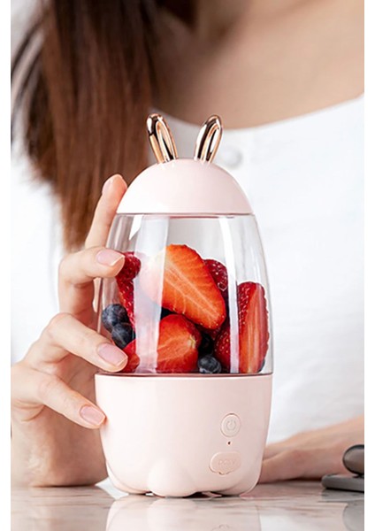Pembe Şarjlı Taşınabilir Meyve Sıkacağı ve Blender Pratik ve Kolay Kullanım
