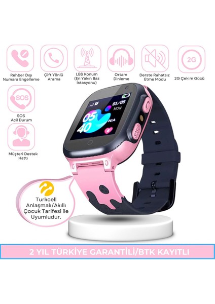Çocuk Akıllı Saati, Lbs Konum, Sesli Görüşme, Çok Renkli, 24 Ay Garanti