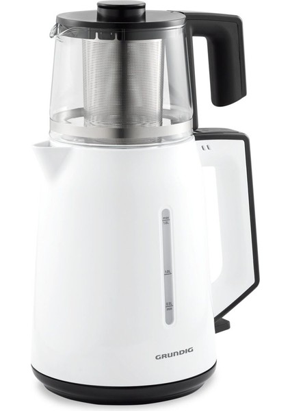 Şeffaf Cam Demlikli Çay Makinesi 1,8 Lt, Beyaz, Pratik ve Şık Tasarım