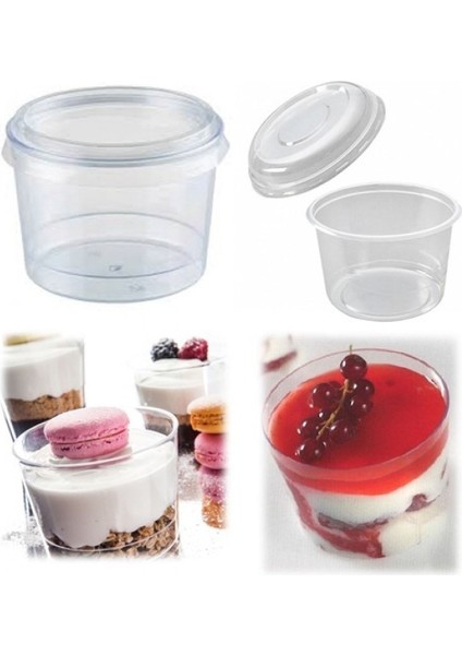Beyaz Silindir Tatlı Kabı, Kapaklı, 250 Ml, 30'lu Set