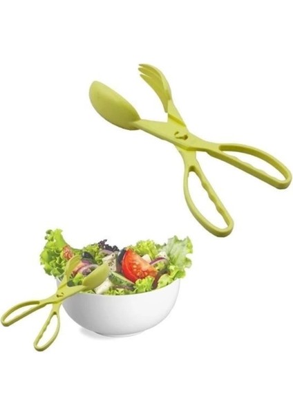 Yeşil Pratik Plastik Salata ve Makarna Servis Kaşığı