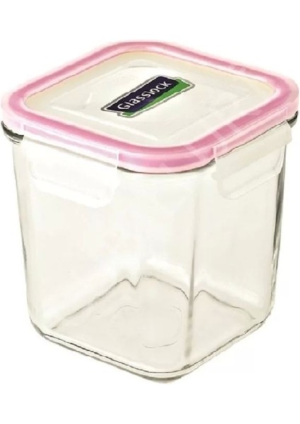 920 ml Kare Cam Saklama Kabı, Pembe, Vakumlu, Güçlü ve Şık Tasarım
