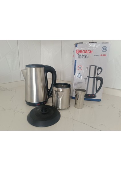 Metalik 2l Çay ve Su Isıtıcı, Şık ve Kullanışlı Elektrikli Mutfak Aleti