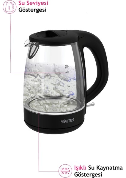 Cam Kettle, Siyah, Şık ve Dayanıklı, 4054 C Model fırsatları