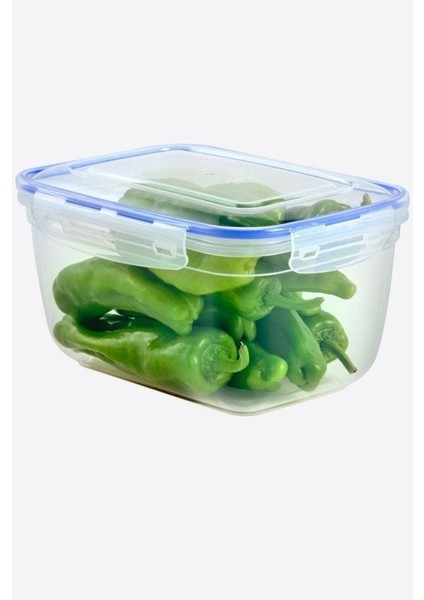 Turuncu Dikdörtgen Saklama Kabı, Silikon Contalı, 3000 ml