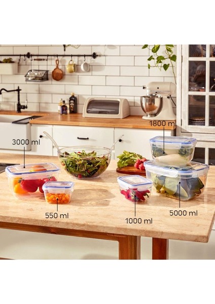 Turuncu Dikdörtgen Saklama Kabı, Silikon Contalı, 3000 ml indirimleri