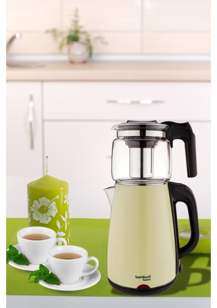 Yeşil Cam Demlikli Çay Makinesi ve Su Isıtıcı Seti fırsatları