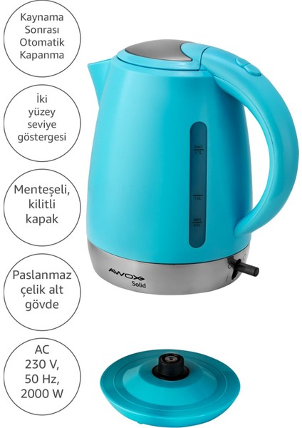 Mavi Renkli Plastik Su Isıtıcı Kettle, Pratik ve Güzel Tasarım modelleri