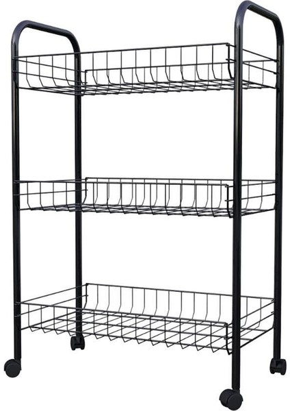 3 Katlı Çok Amaçlı Mutfak Rafı, Siyah, Şık ve Işlevsel Dekorasyon Çözümü fiyatları