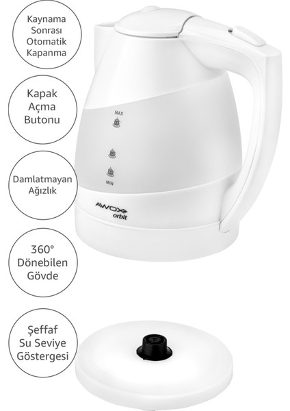 Gizli Rezistanslı Kettle, Beyaz, Pratik ve Şık Tasarım modelleri