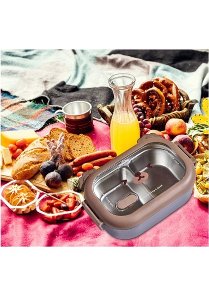 Sevimli Hayvan Desenli Paslanmaz Çelik Bölmeli Yemek Kutusu, Şık ve Kullanışlı