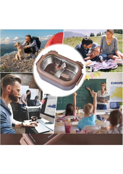 Sevimli Hayvan Desenli Paslanmaz Çelik Bölmeli Yemek Kutusu, Şık ve Kullanışlı fiyatları