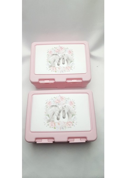 Iki Adet Pembe Renkli Çocuklar Için Çok Bölmeli Beslenme Kabı (Çatal ve Kaşıkli)