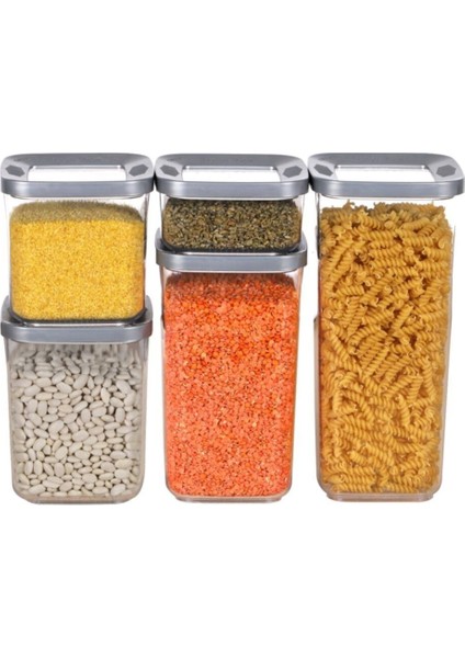 5'li Kare Kristal Saklama Kabı Seti, Beyaz ve Gümüş Tasarım