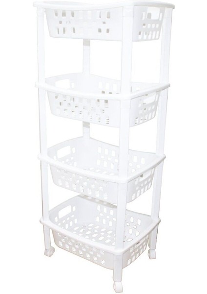 Renkli Tekerlekli 400X295X960MM Çok Katlı Raf ve Sepet Düzenleyici