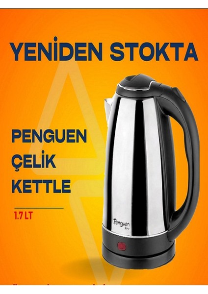 Gri 1,8 L Çelik Kettle, Dayanıklı ve Şık Tasarım fiyatları