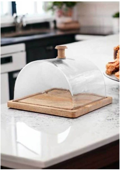 Dikdörtgen Kek Saklama Fanusu, 18X24X24 Cm, Kahverengi modelleri