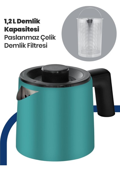 Yeşil Xl 2200W Damlatmayan Çelik Çay ve Su Isıtıcısı modelleri