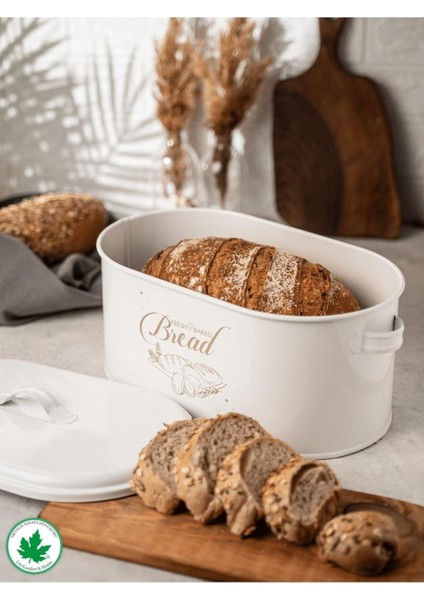 Metal Kapaklı Ekmeklik, Bread Baskılı, Şık ve Kullanışlı Tasarım