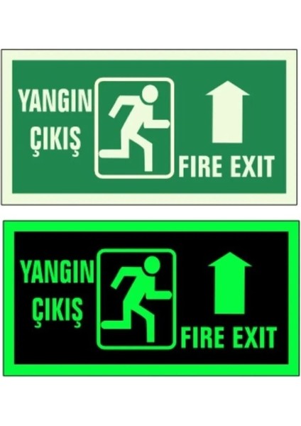 Fosforlu Yangın Çıkışı Fıre Exıt Yön Levhası F-24