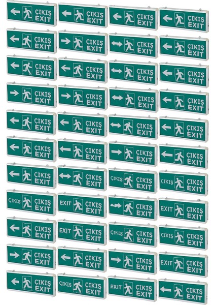 LED Işıklı Acil Çıkış Exıt Levhası Sağ Yön Sol Yön Çift Yönlü (10 Adet) Kurumsal