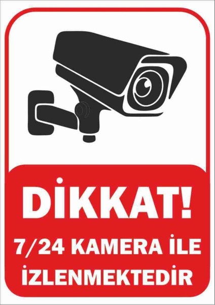 Trafik ve Uyarı Levhası (7/24 Kamera ile Izlenmektedir) A4 (21 cm x 29.7 Cm) Pvc