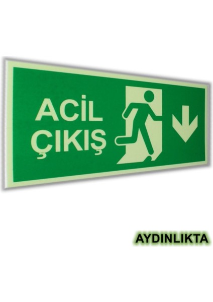 Gece Işıldayan Levha Acil Çıkış Ileri 11,5X25 cm