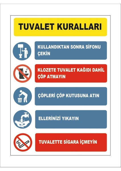 Tuvalet Kuralları Talimat Levhası A4 (21 cm x 29,7 Cm)
