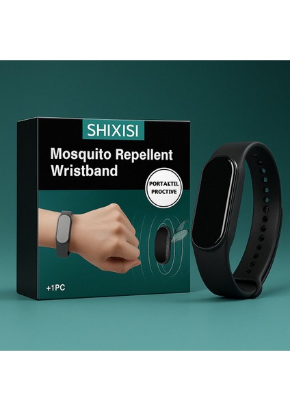 Siyah Sivrisinek Kovucu Bileklik, Kimyasal Içeriksiz, Şık ve Çok Yönlü Koruma