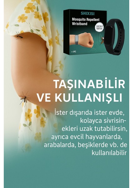 Siyah Sivrisinek Kovucu Bileklik, Kimyasal Içeriksiz, Şık ve Çok Yönlü Koruma fiyatları