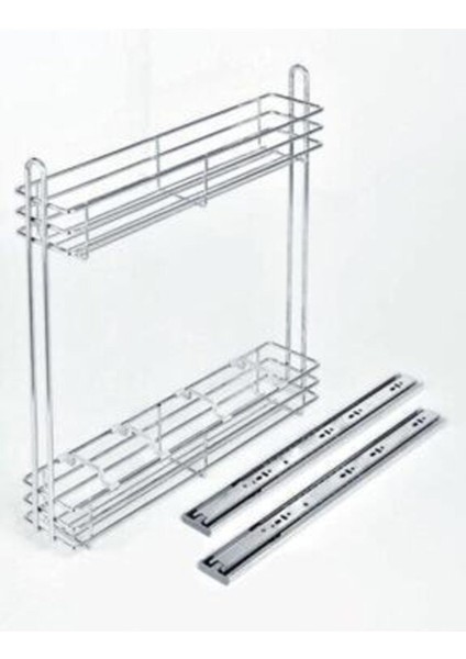 Bej Teleskopik Yandan Raylı Şişelik ve Deterjanlık Kapak 20CM