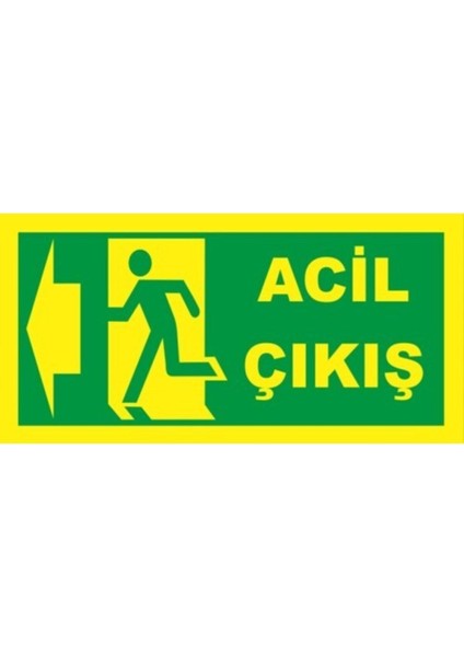 Fosforlu Fotolümen Levha Acil Çıkış Yönlendirme Sol Ok 12X24 cm
