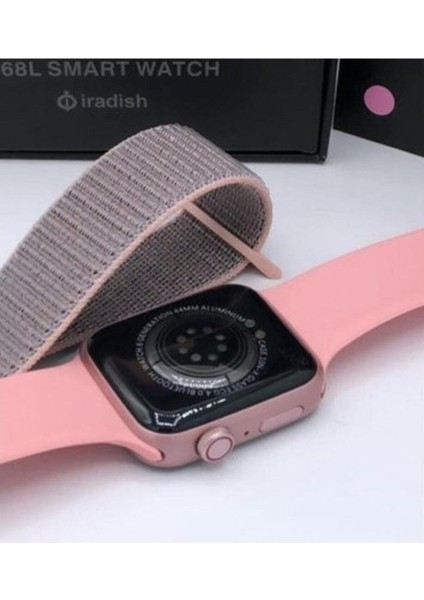 Çift Kordon Pembe Çok Renkli Akıllı Saat, Yan Tuşlar ve Aktif Uygulama Özellikli modelleri
