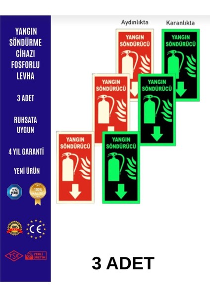 Yangın Söndürme Cihazı Fosforlu Levha 3 Adet