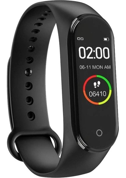 Siyah Akıllı Bileklik, Adımsayar, Nabız Ölçer, Bluetooth, Suya Dayanıklı, Uyumlu