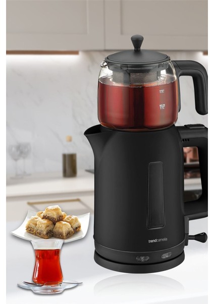 2200W Cam Demlikli Bpa Içermeyen Çay ve Su Isıtıcı, Siyah
