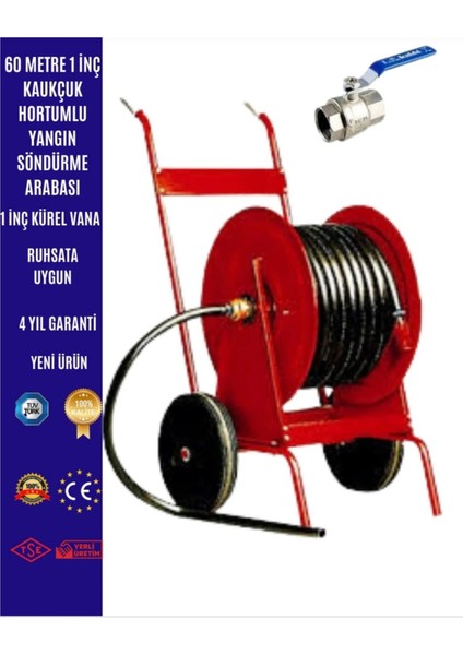 60 Metre Yangın Hortum Arabası+1 Inç Küresel Vana