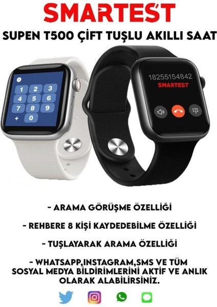 Beyaz Renkli Çift Tuş Akıllı Saat, Ios ve Android ile Arama ve Sensör Özelliği fiyatları