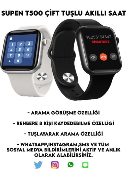 Beyaz Akıllı Saat, Çift Tuş, Ios ve Android Uyumu, Arama ve Sensör Özelliği fiyatları