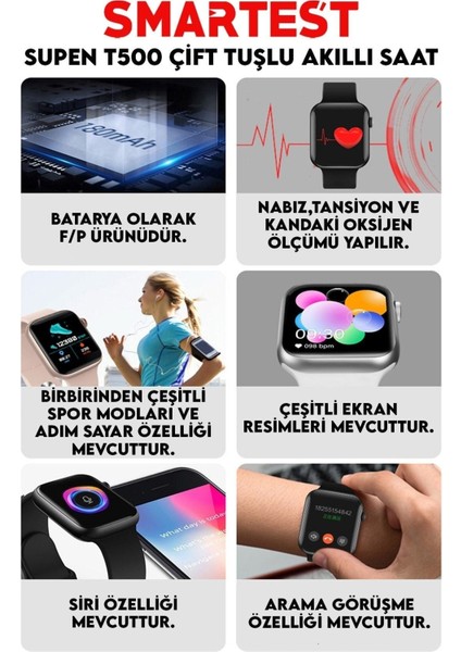 Beyaz Çift Tuş Akıllı Saat, Ios ve Android Uyumlu, Sesli Arama ve Sensör Özellikli modelleri